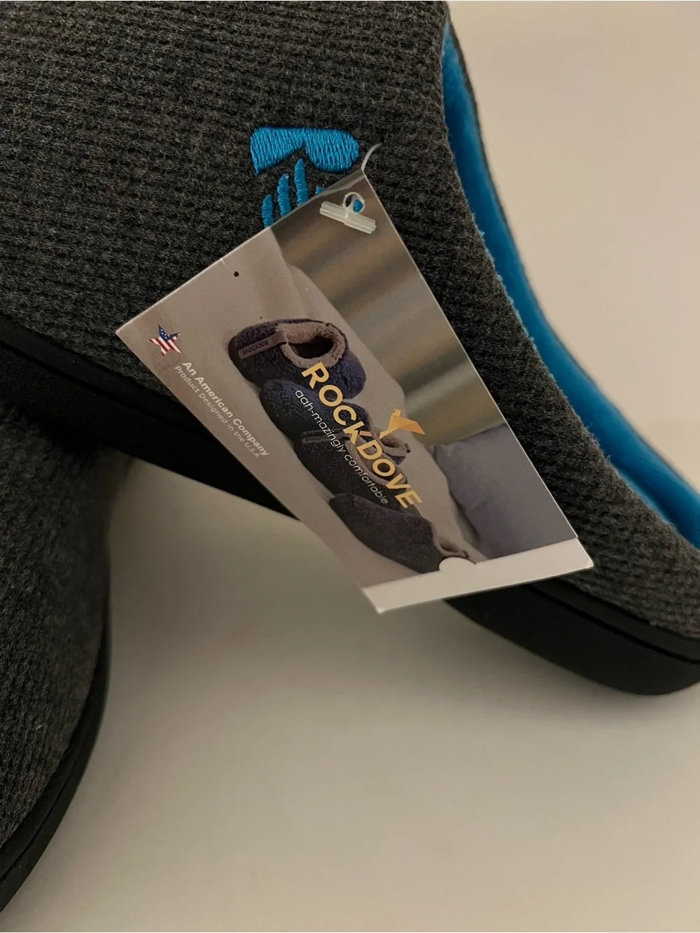 RockDove Men’s Gray Slip-On Comfort Loafers with Blue Lining
